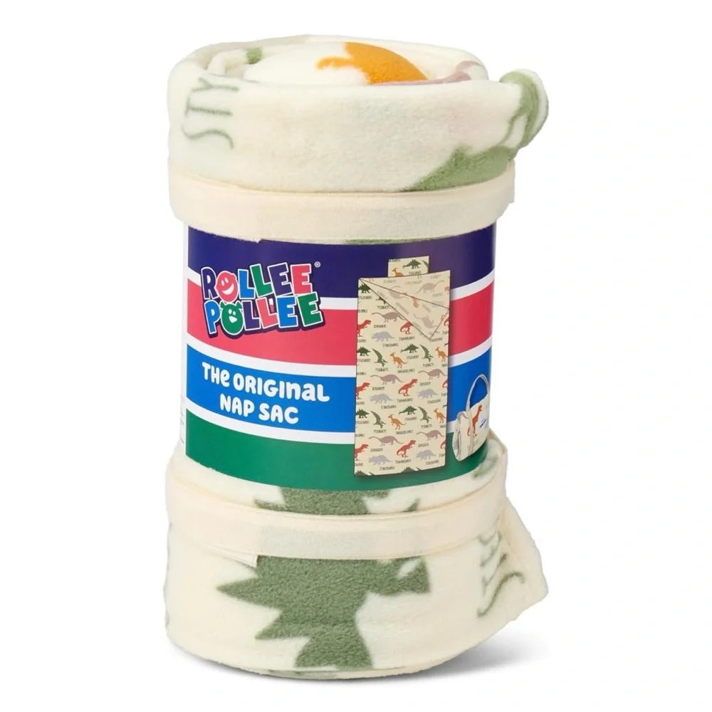 ROLLEE POLLEE Nap Sac Roll-Up Toddler Blanket with Attached Pillow Dino Dinosaur